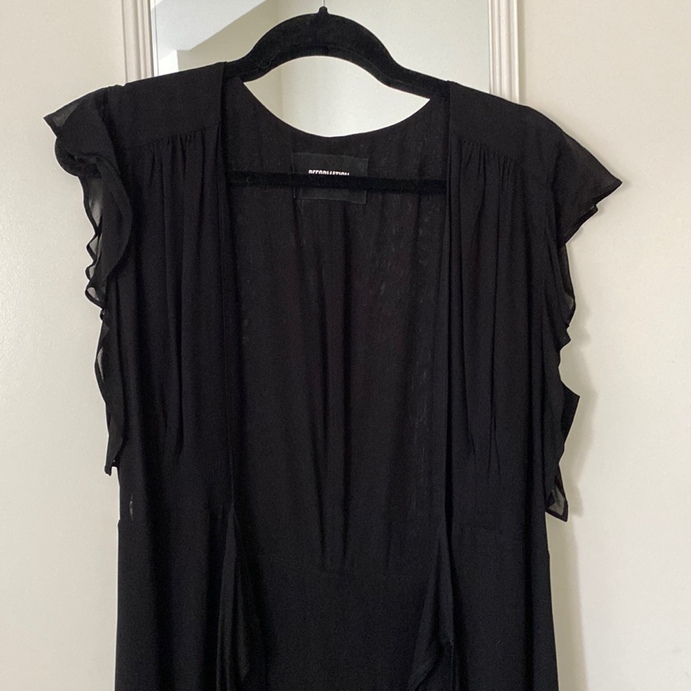 Reformation - Charlene Dress - wrap high-low deep v black dress